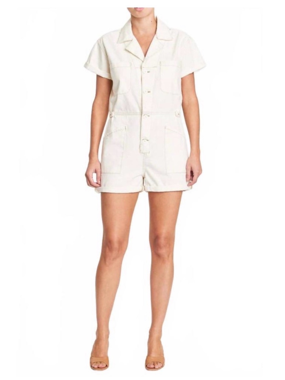 NWT! pistola Parker Field Suit Shorts Romper in Ecru Size Small